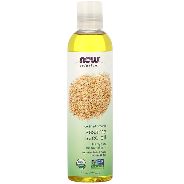 Now Foods, Solutions, Sesame Seed Oil, Certified Organic, 8 fl oz (237 ml) - The Supplement Shop
