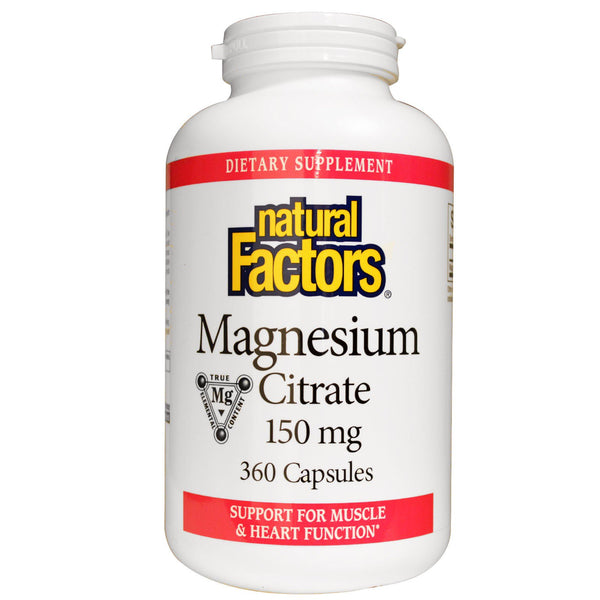 Natural Factors, Magnesium Citrate, 150 mg, 360 Capsules - The Supplement Shop