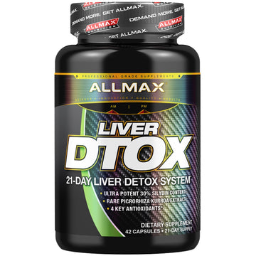 ALLMAX Nutrition, Liver Dtox with Extra Strength Silymarin (Milk Thistle) and Turmeric (95% Curcumin), 42 Capsules