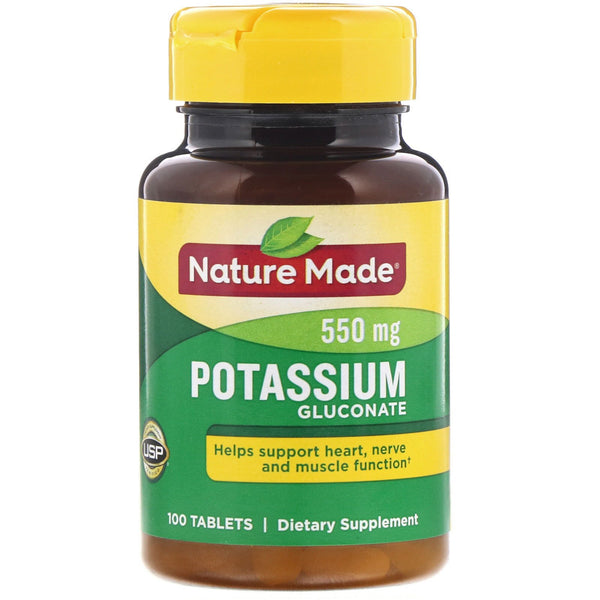 Nature Made, Potassium Gluconate, 550 mg, 100 Tablets - The Supplement Shop