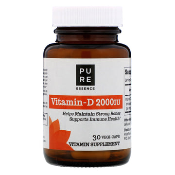 Pure Essence, Vitamin-D, 2,000 IU, 30 Vegi-Caps