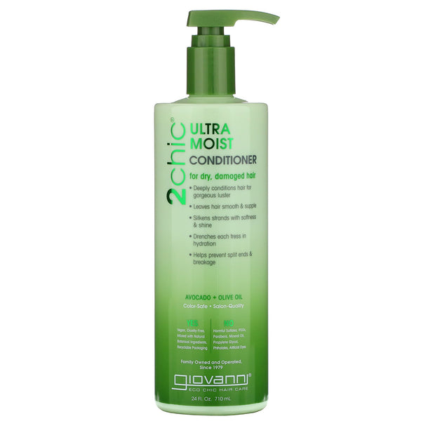 Giovanni, 2chic, Ultra-Moist Conditioner, for Dry, Damaged Hair, Avocado & Olive Oil, 24 fl oz (710 ml) - The Supplement Shop