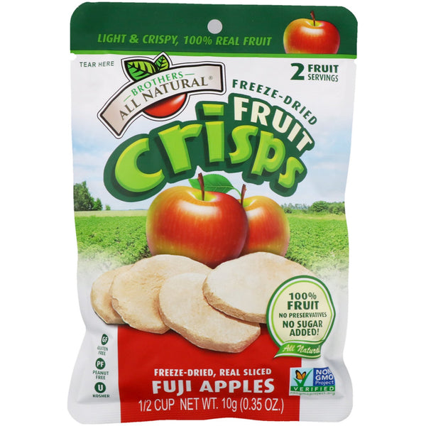 Brothers-All-Natural, Freeze-Dried - Fruit Crisps, Fuji Apples, 12 Single-Serve Bags, 4.23 oz (120 g) - The Supplement Shop