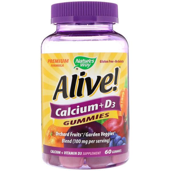 Nature's Way, Alive!, Calcium + D3, 60 Gummies - The Supplement Shop
