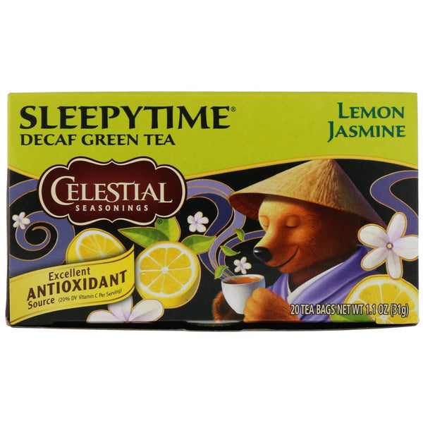 Celestial Seasonings, Sleepytime Green Lemon Jasmine, Decaf, 20 Tea Bags, 1.1 oz (31 g) - The Supplement Shop