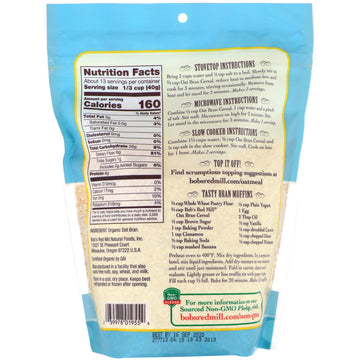 Bob's Red Mill, Organic High Fiber Oat Bran Hot Cereal, 18 oz (510 g)