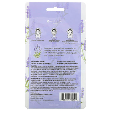 Nu-Pore, Sit Back & Relax Sheet Face Mask, Lavender, 1 Sheet, 1.05 oz (29.7 g)