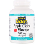 Natural Factors, Apple Cider Vinegar, 500 mg, 180 Capsules - The Supplement Shop
