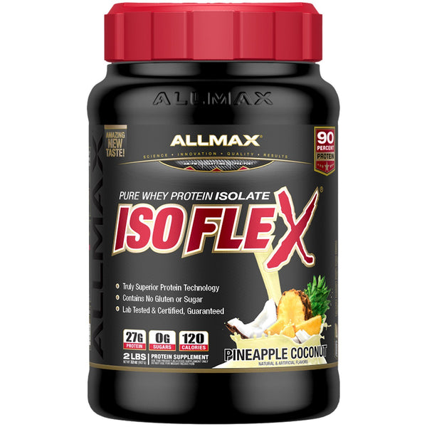 ALLMAX Nutrition, Isoflex, Pure Whey Protein Isolate (WPI Ion-Charged Particle Filtration), Pineapple Coconut, 2 lbs (907 g) - The Supplement Shop