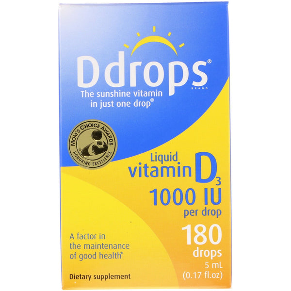 Ddrops, Liquid Vitamin D3, 1000 IU, 0.17 fl oz (5 ml) - The Supplement Shop
