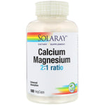 Solaray, Calcium Magnesium 2:1 Ratio, 180 VegCaps - The Supplement Shop