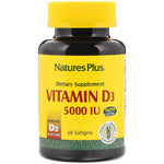 Nature's Plus, Vitamin D3, 5000 IU, 60 Softgels - The Supplement Shop