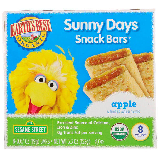 Earth's Best, Sunny Days Snack Bars, Apple, 8 Bars, 0.67 oz (19 g) Each - The Supplement Shop