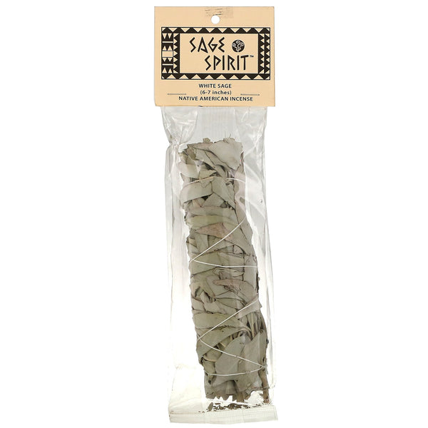 Sage Spirit, Native American Incense, White Sage, Large (6-7 inches), 1 Smudge Wand - The Supplement Shop