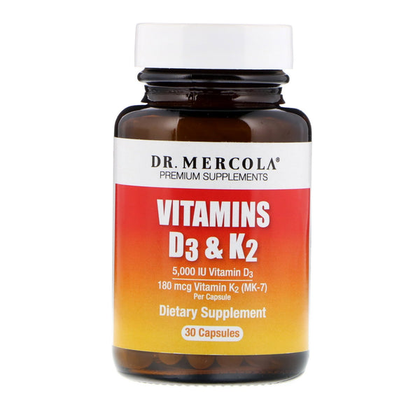 Dr. Mercola, Vitamins D3 & K2, 30 Capsules - The Supplement Shop