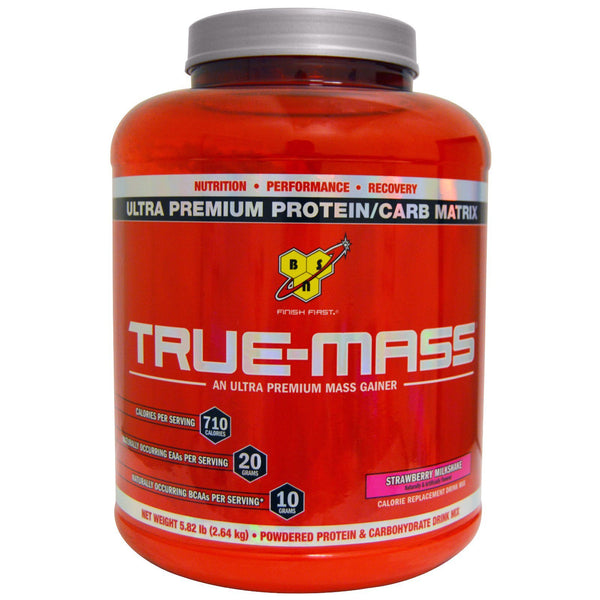 BSN, True-Mass, Ultra Premium Protein/Carb Matrix, Strawberry Milk Shake, 5.82 lbs (2.64 kg) - The Supplement Shop