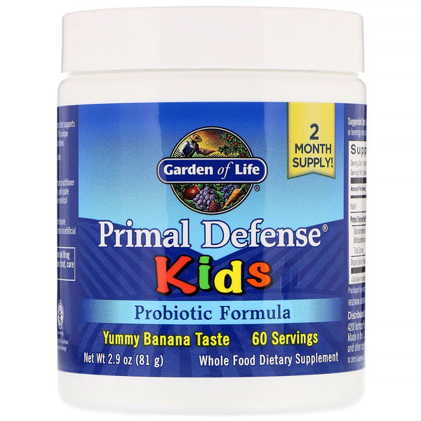 Garden of Life, Kids, Primal Defense, Probiotic Formula, Natural Banana Flavor, 2.9 oz (81 g) - The Supplement Shop