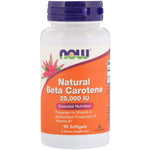 Now Foods, Natural Beta Carotene, 25,000 IU, 90 Softgels - The Supplement Shop