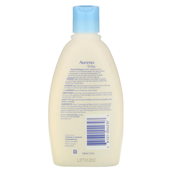 Aveeno, Baby, Wash & Shampoo, Lightly Scented, 12 fl oz (354 ml) - The Supplement Shop