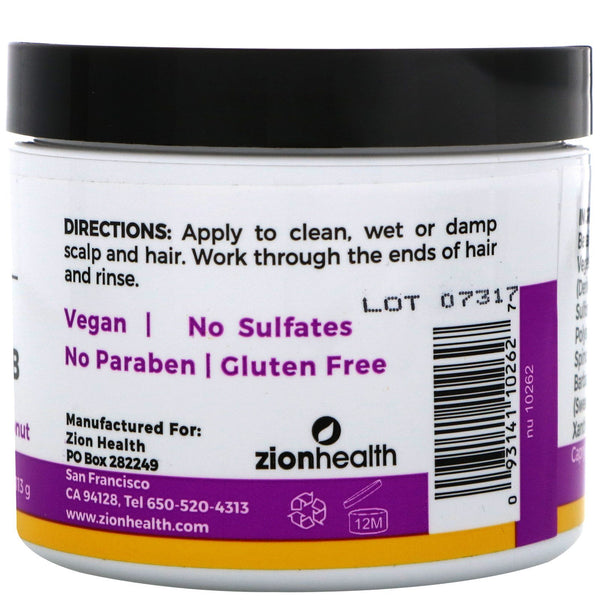 Zion Health, Adama, Deep Cleansing Scalp & Hair Scrub, Vanilla Coconut, 4 oz (113 g) - The Supplement Shop
