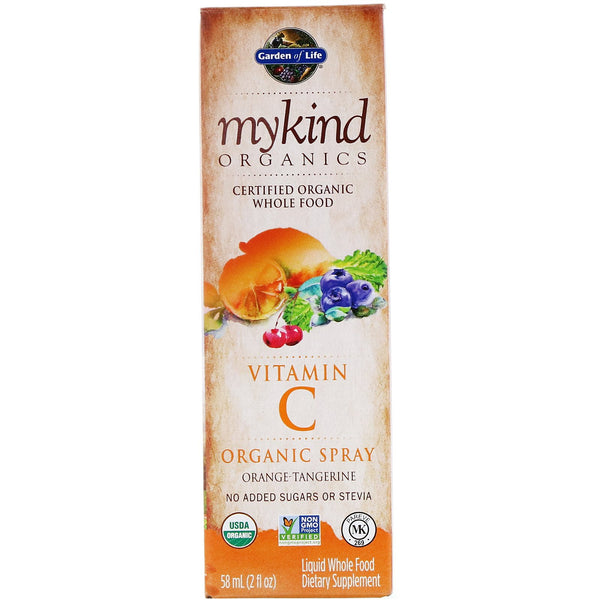 Garden of Life, MyKind Organics, Vitamin C Organic Spray, Orange-Tangerine, 2 fl oz (58 ml) - The Supplement Shop