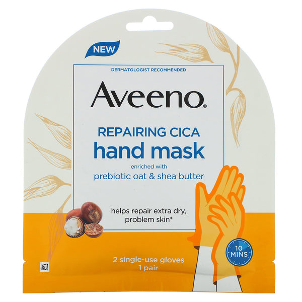 Aveeno, Repairing Cica Hand Mask, 2 Single-Use Gloves - The Supplement Shop