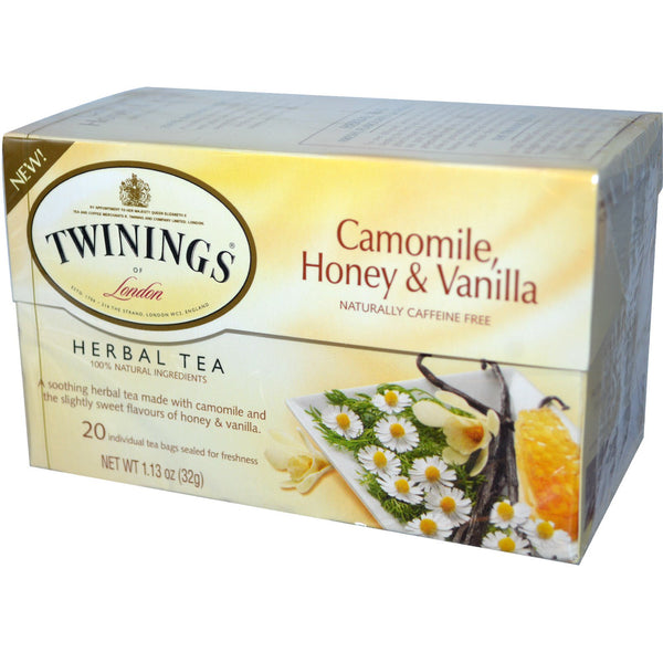 Twinings, Herbal Tea, Camomile, Honey & Vanilla, Caffeine Free, 20 Individual Tea Bags, 1.13 oz (32 g) - The Supplement Shop