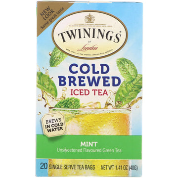 Twinings, Cold Brewed Iced Tea, Green Tea with Mint, 20 Tea Bags, 1.41 oz (40 g)