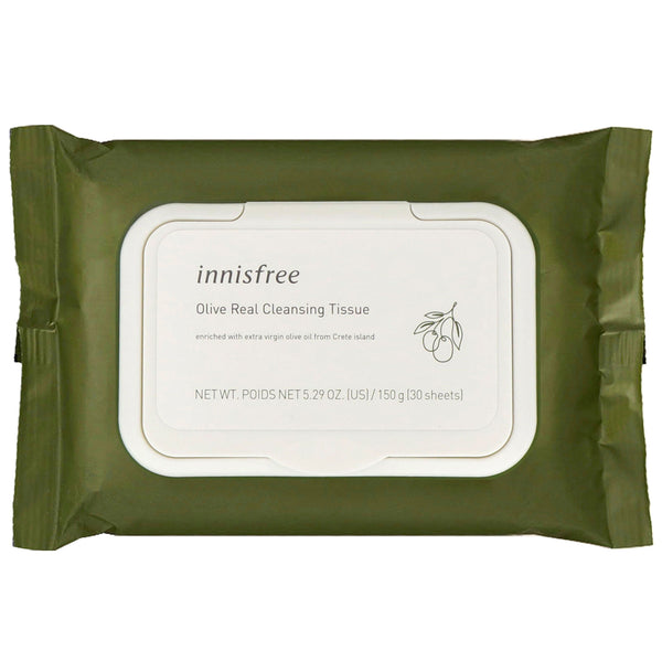 Innisfree, Olive Real Cleansing Tissue, 30 Sheets - The Supplement Shop