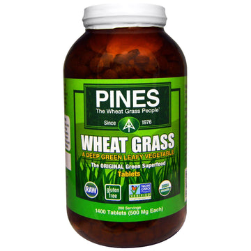 Pines International, Organic Pines Wheat Grass, 500 mg, 1400 Tablets