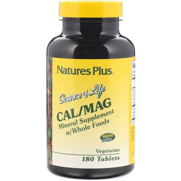 Nature's Plus, Source of Life, Cal/Mag, Mineral Supplement w/ Whole Foods, 180 Tablets - The Supplement Shop
