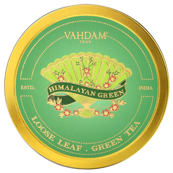 Vahdam Teas, Loose Leaf Green Tea, Himalayan Green Gift Set, 1 Tin Caddy - The Supplement Shop