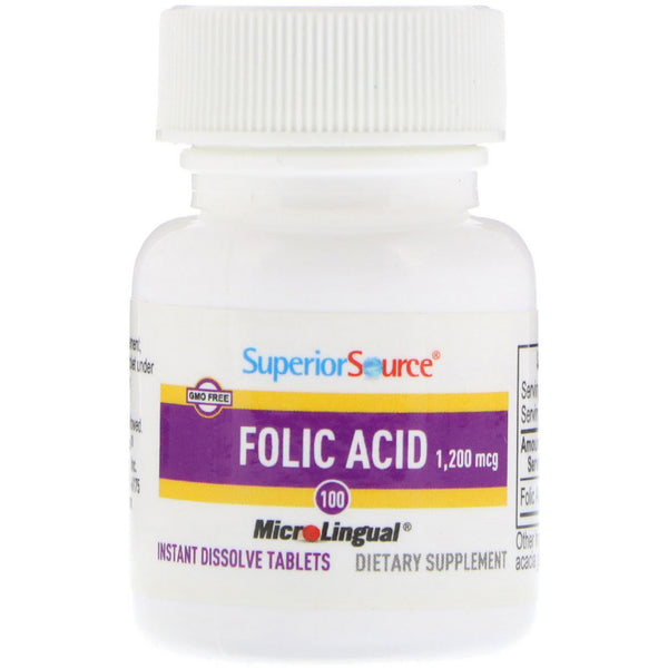 Superior Source, Folic Acid, 1,200 mcg, 100 Tablets - The Supplement Shop