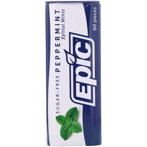 Epic Dental, Xylitol Mints, Peppermint, Sugar-Free, 60 Pieces - The Supplement Shop