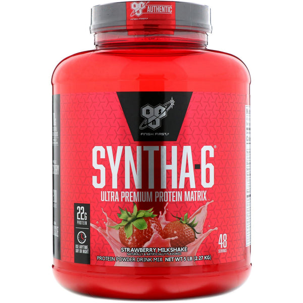 BSN, Syntha-6, Ultra Premium Protein Matrix, Strawberry Milkshake, 5.0 lbs (2.27 kg) - The Supplement Shop