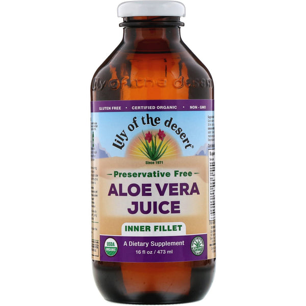 Lily of the Desert, Organic Aloe Vera Juice, Inner Fillet, 16 fl oz (473 ml) - The Supplement Shop