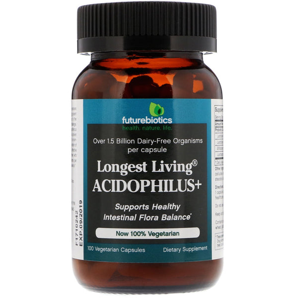 FutureBiotics, Longest Living Acidophilus+, 100 Vegetarian Capsules - The Supplement Shop