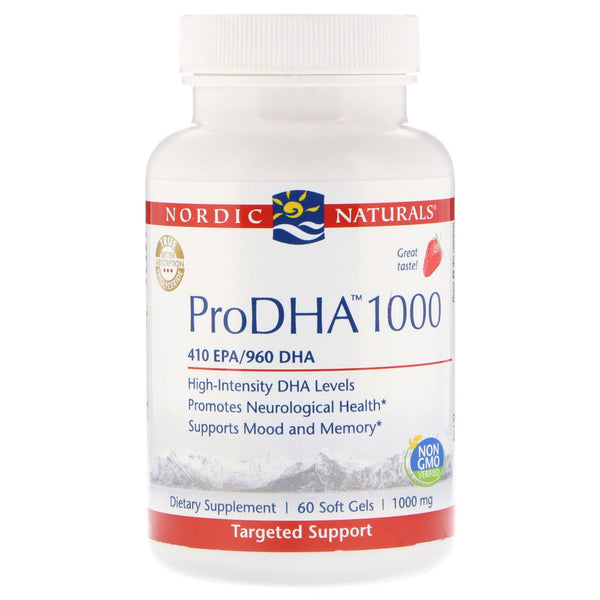Nordic Naturals, ProDHA 1000, Strawberry, 1,000 mg, 60 Softgels - The Supplement Shop