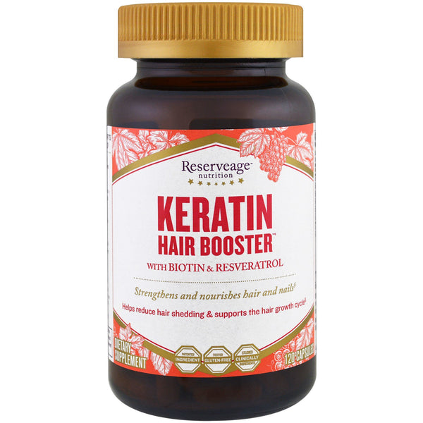 ReserveAge Nutrition, Keratin Hair Booster with Biotin & Resveratrol, 120 Capsules - The Supplement Shop