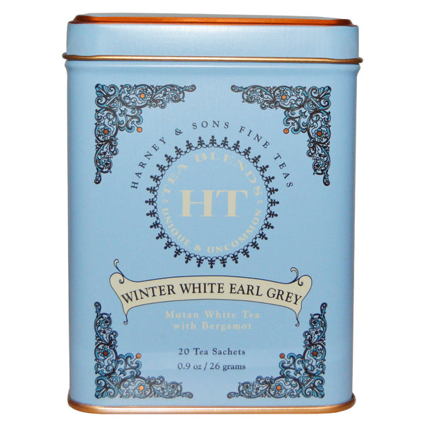 Harney & Sons, Winter White Earl Grey Tea, 20 Tea Sachets, 0.9 oz (26 g) - The Supplement Shop