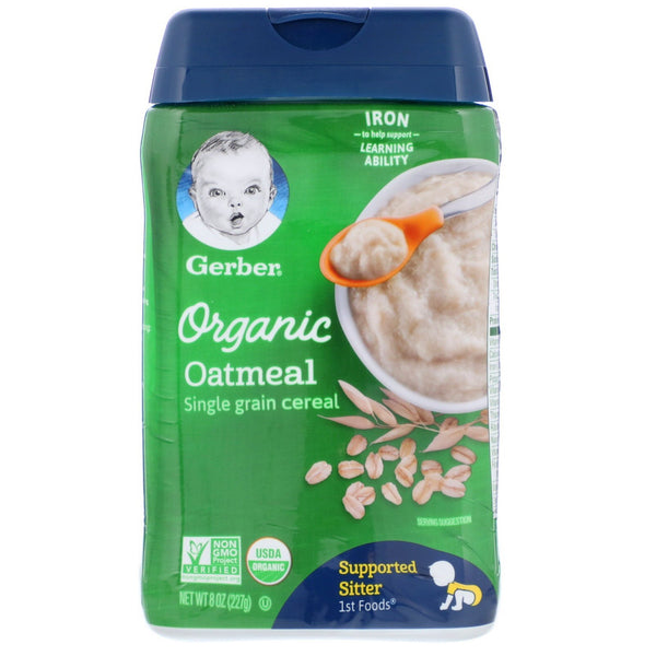 Gerber, Organic Oatmeal, Single Grain Cereal, 8 oz (227 g) - The Supplement Shop