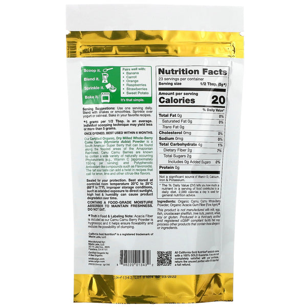 California Gold Nutrition, Organic Camu Camu Powder, 4 oz (114 g)