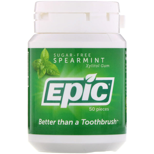 Epic Dental, Xylitol Gum, Sugar Free, Spearmint, 50 Pieces - The Supplement Shop