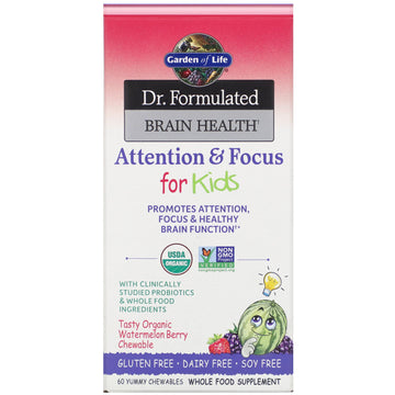 Garden of Life, Dr. Formulated Brain Health, Attention & Focus for Kids, Watermelon Berry, 60 Yummy Chewables