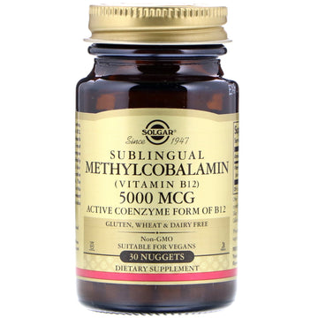 Solgar, Sublingual Methylcobalamin (Vitamin B12), 5,000 mcg, 30 Nuggets