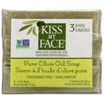 Kiss My Face, Pure Olive Oil Soap, Fragrance Free, 3 Bars, 4 oz (115 g) Each - The Supplement Shop
