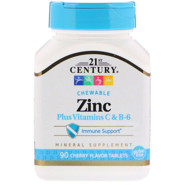 21st Century, Zinc Plus Vitamins C & B-6, Cherry Flavor, 90 Chewable Tablets - The Supplement Shop