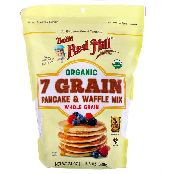Bob's Red Mill, Organic 7 Grain Pancake & Waffle Mix, Whole Grain, 24 oz (680 g) - The Supplement Shop