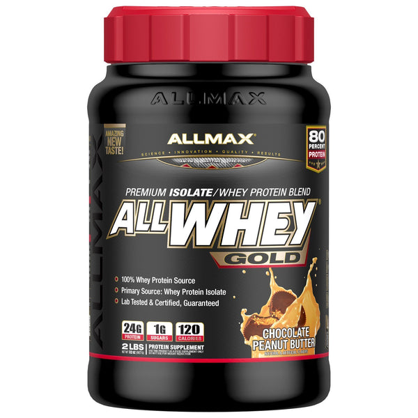 ALLMAX Nutrition, AllWhey Gold, 100% Whey Protein + Premium Whey Protein Isolate, Chocolate Peanut Butter, 2 lbs (907 g) - The Supplement Shop