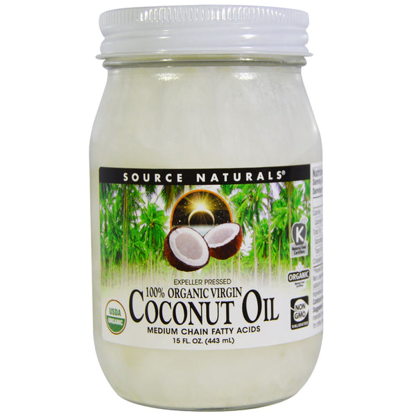 Source Naturals, 100% Organic Virgin, Coconut Oil, 15 fl oz. (443 ml) - The Supplement Shop
